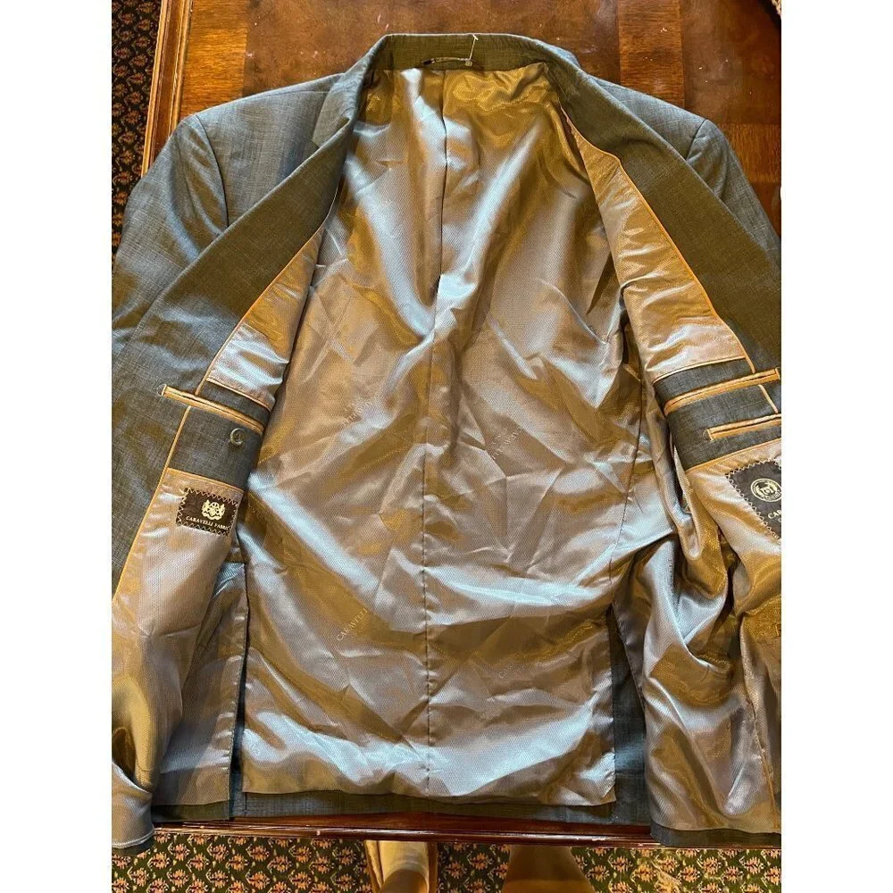 Caravelli Collezione Gray Single Breasted Two Button Close Oxford Blazer Size 44